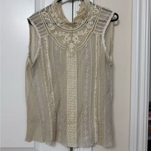 Elegant Lace Sleeveless Top - Cream